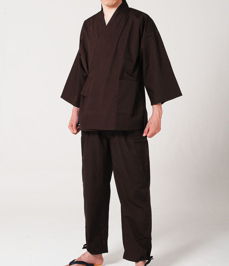Japanese SAMUE Men’s Traditional work Kimono wear Topps Pants Brown from JAPAN