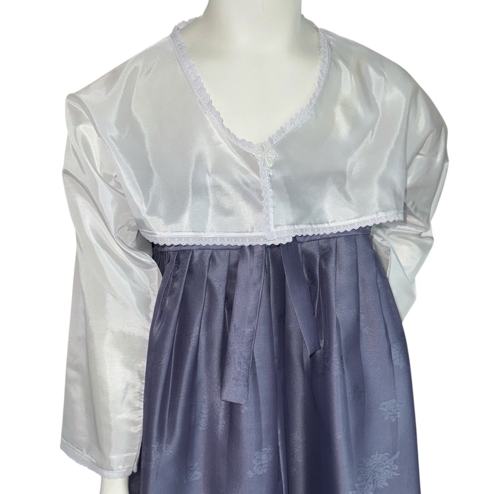 Vintage Korean Hanbok Set Natural Dyed Silk-Hand Embroidered Top Size S/M