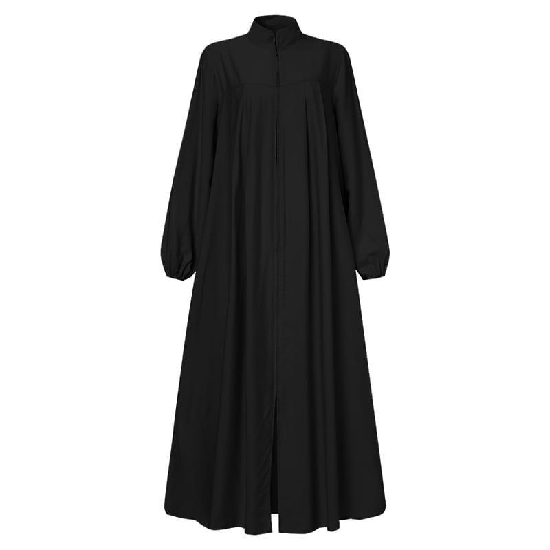 Open Front Zipper Abaya Dubai Muslim Women Dress Kaftan Islamic Ramadan Eid