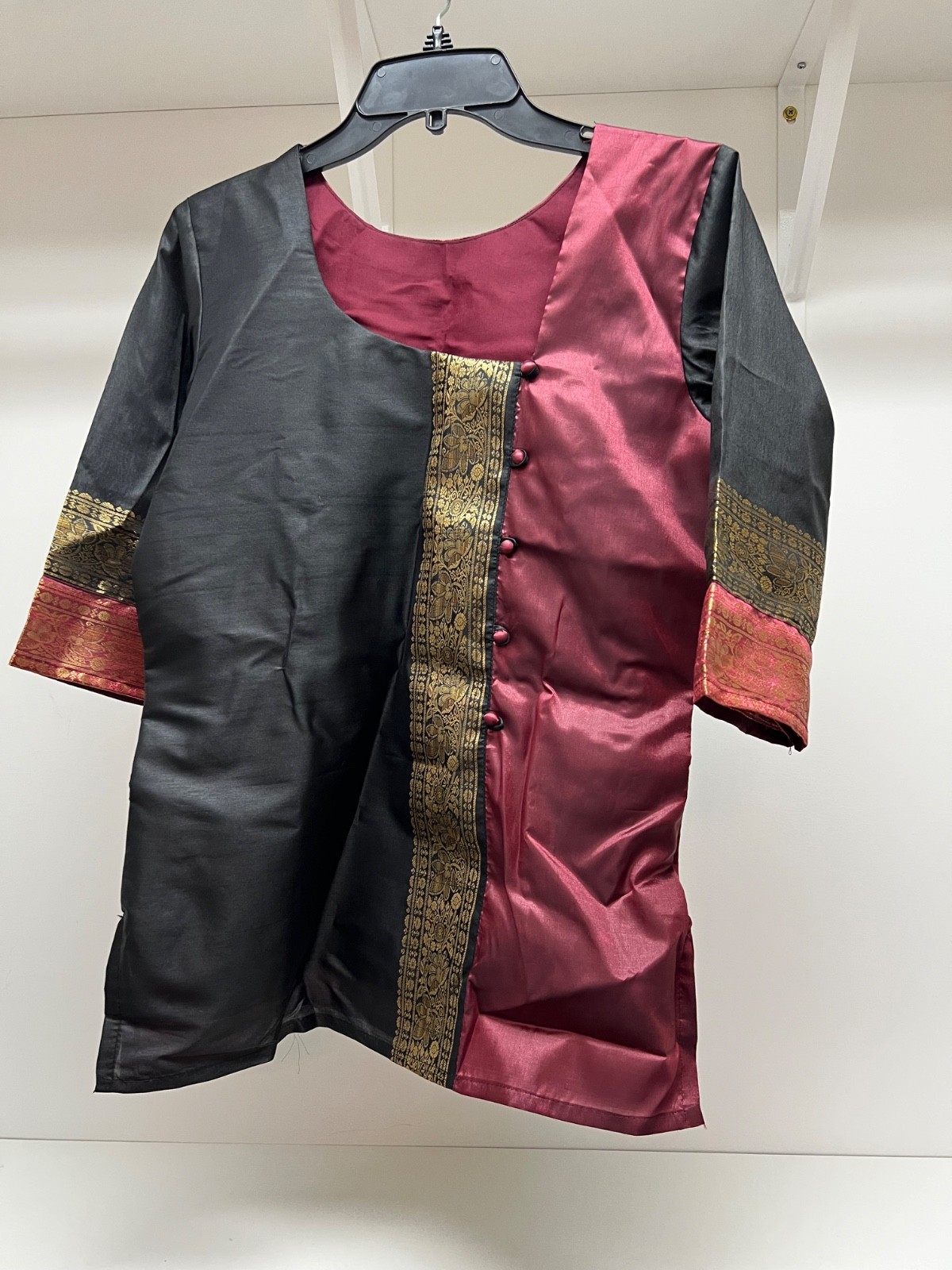 Black maroon silk Kurti in medium to large size,party wear