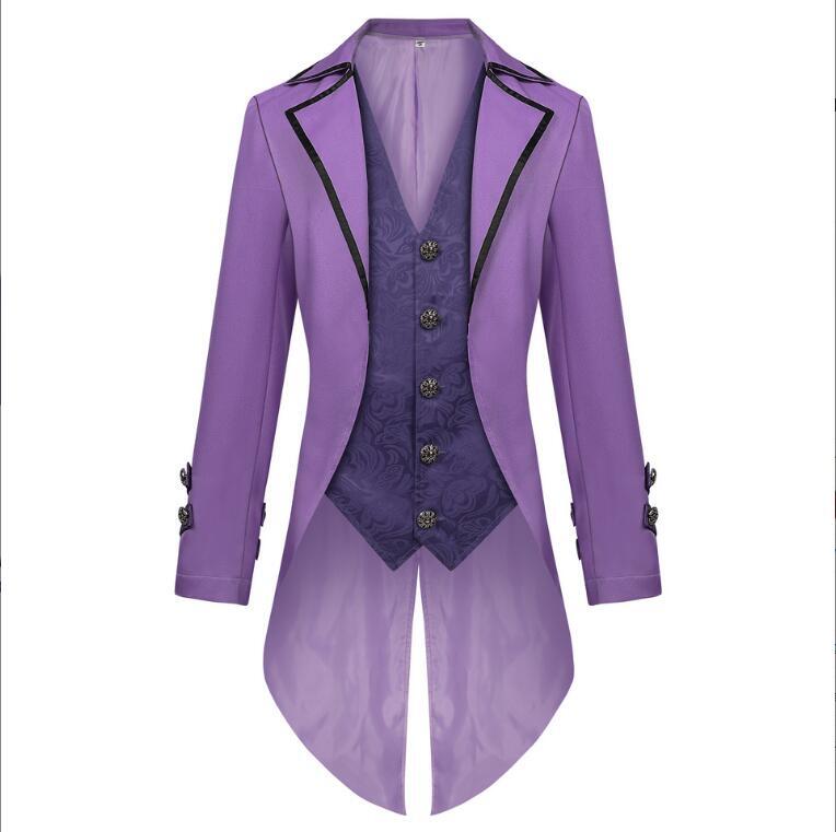 Men Tuxedo Medieval Gothic Tailcoat for Prom Cosplay Halloween Mens Steampunk