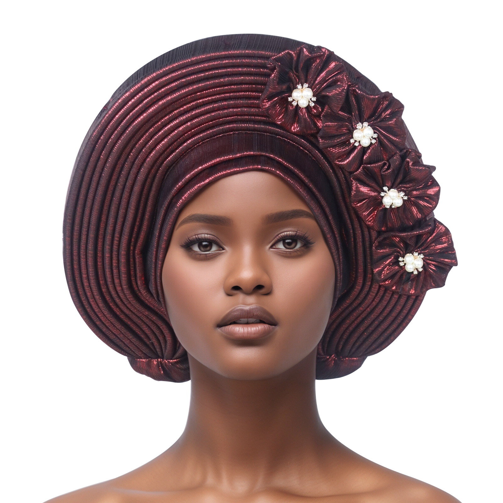 Auto Gele Headtie Head Wrap Caps Women Hats Multilayer Pleated African Headwear