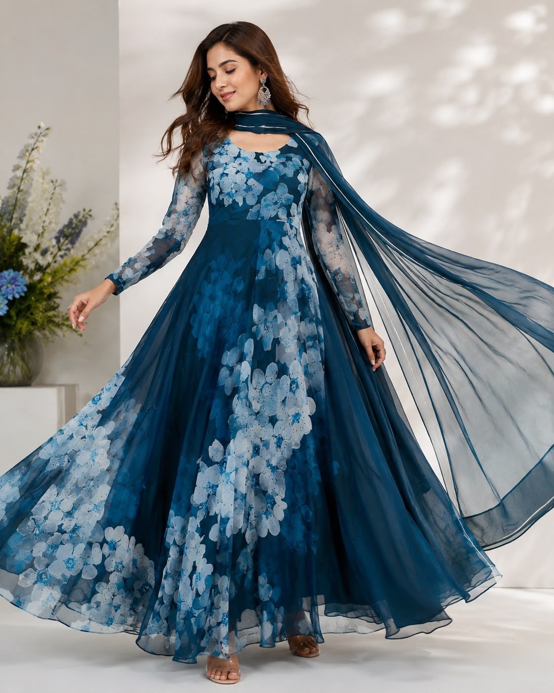 GOWN ANARKALI PAKISTANI INDIAN WEDDING PARTY WEAR DRESS BOLLYWOOD SUIT NEW