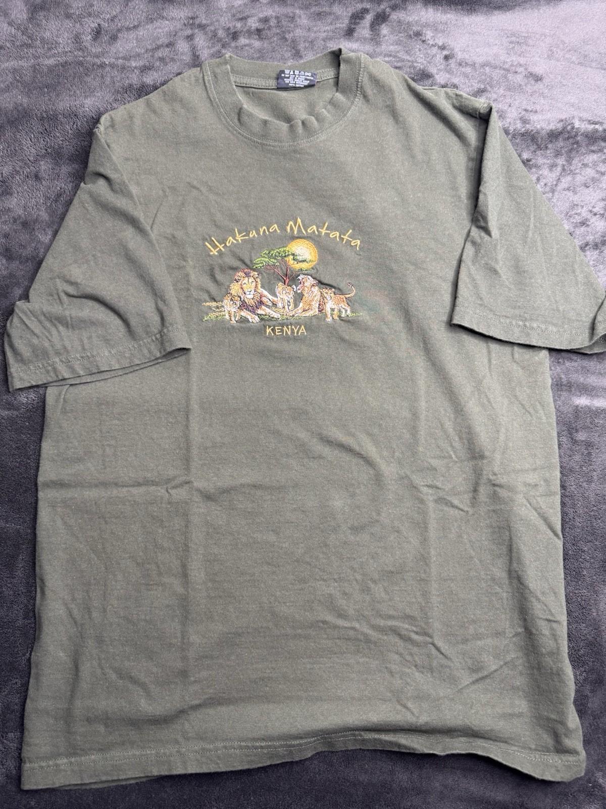 Airborne Hakuna Matata Kenya Dashiki Cotton Green T-Shirt Men Size L