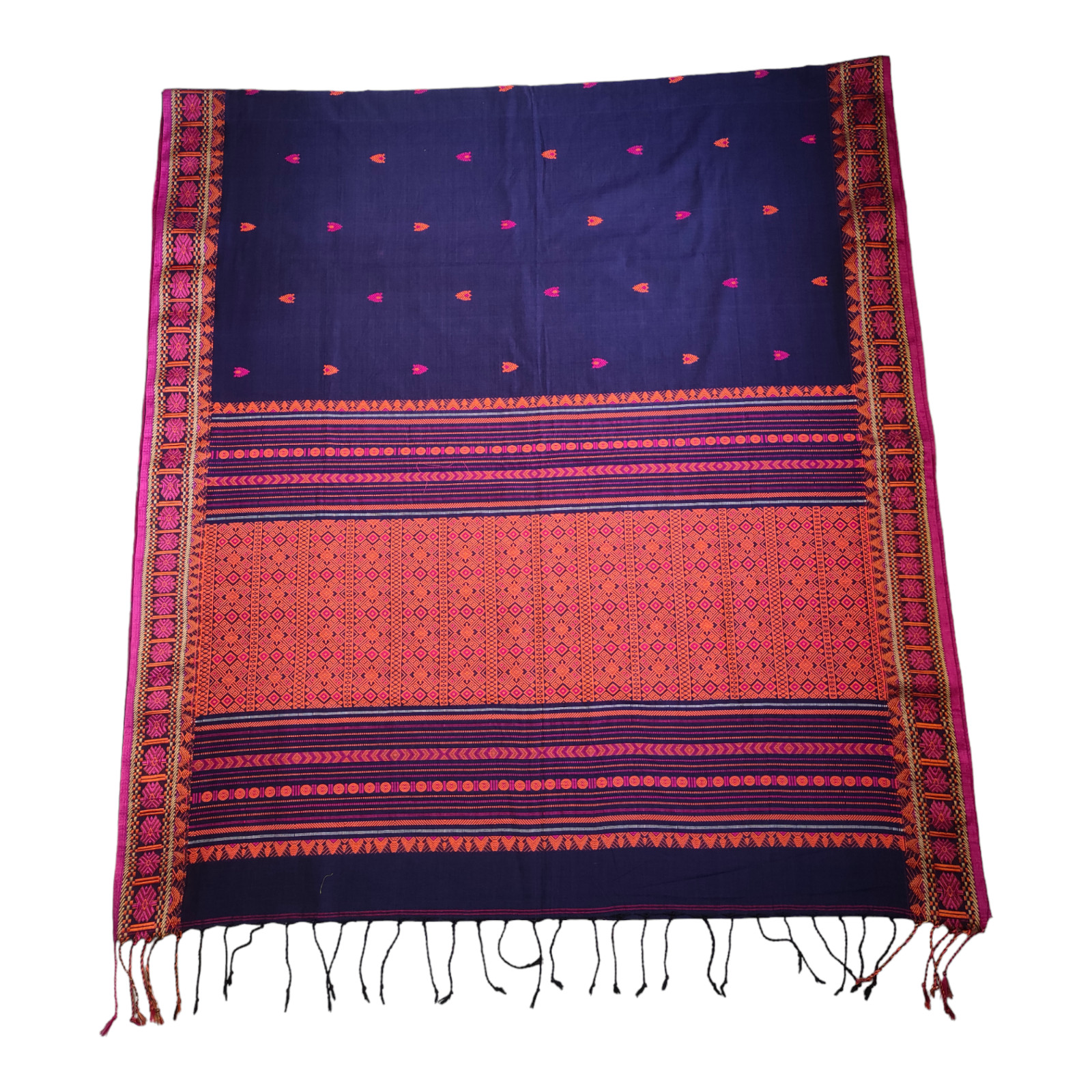 Assam Handwoven Khadi Cotton Saree Pure Mercerized Cotton Saree, Blouse Piece
