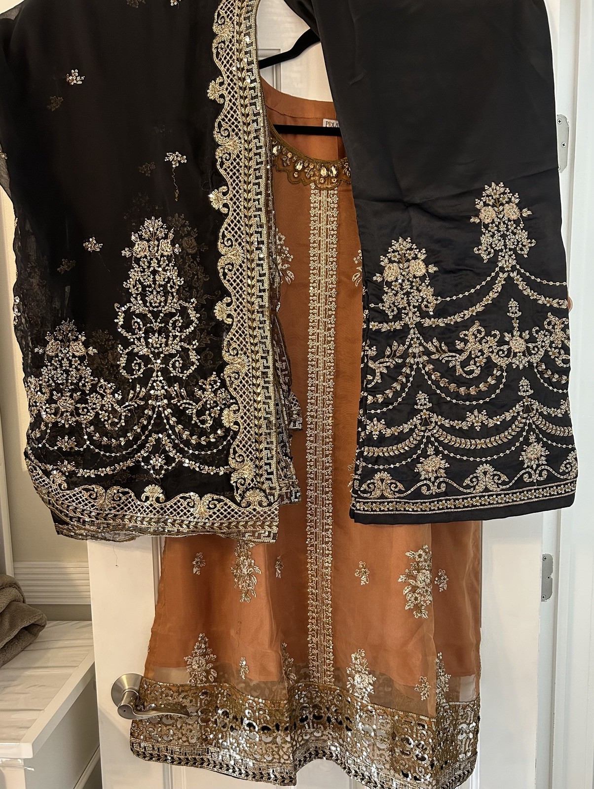 Women’s Party Wedding Wear Hand Embellished Shalwar Kameez Plus Size 50 Slim Fit