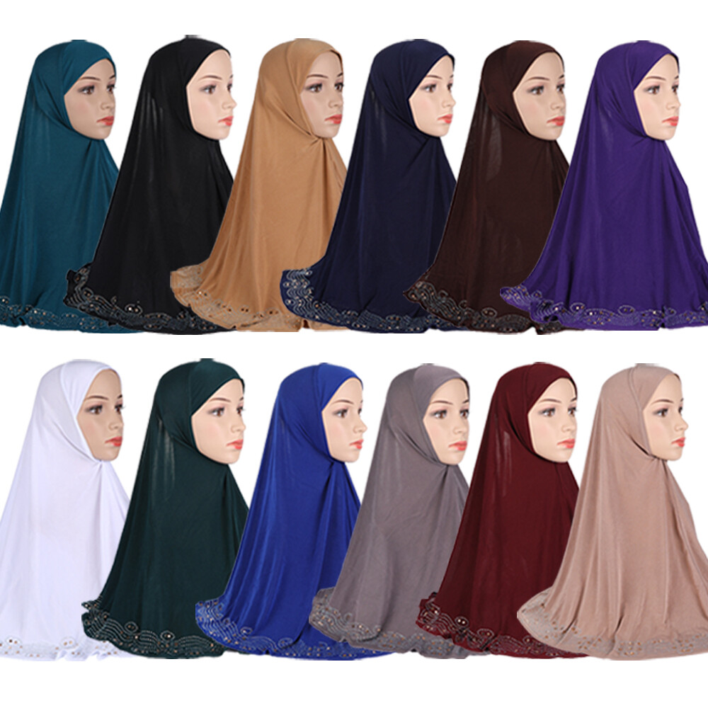12pcs Muslim Women Hijab Turban Pull On Scarf Amira Islamic Shawl Head Wrap Caps