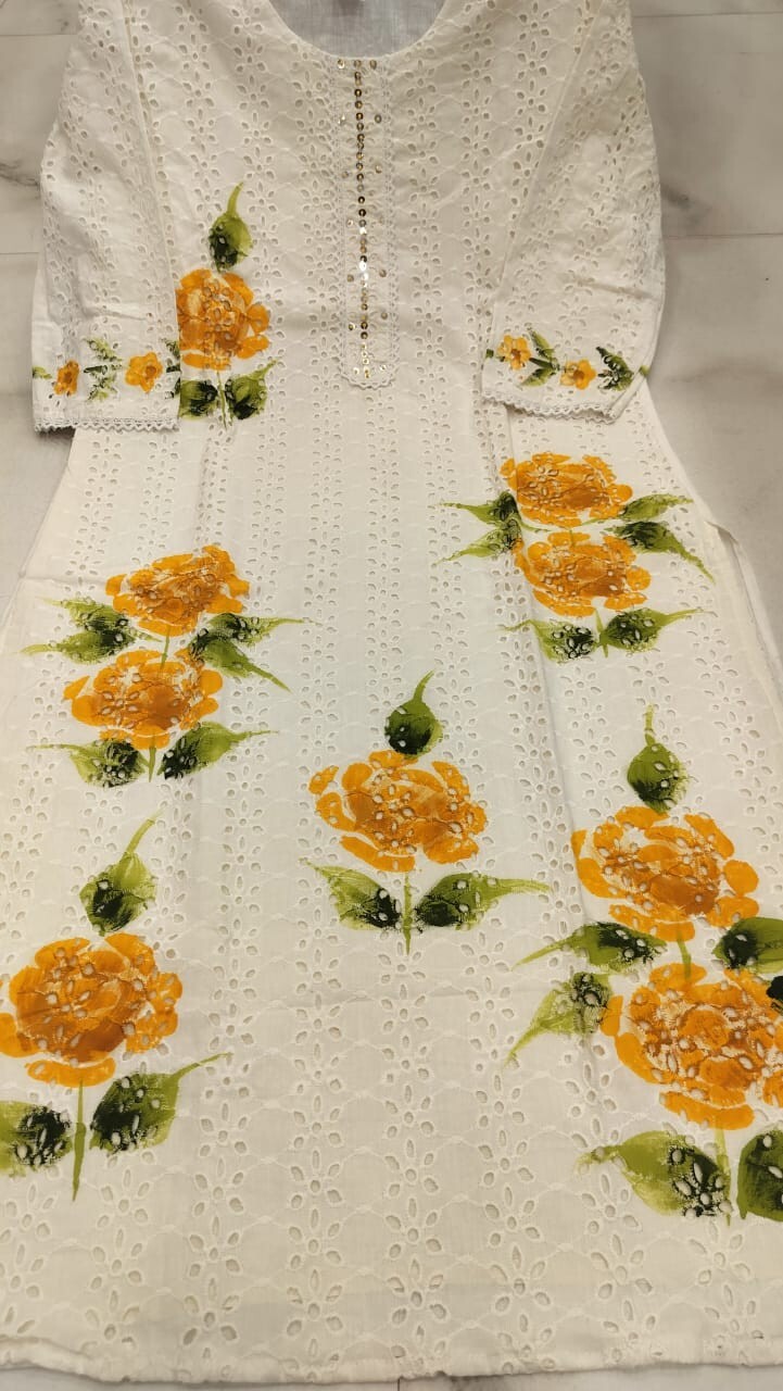 White Salwar Kameez Readymade Women Kurta Palazzo Dupatta Set Chikankari Kurtis