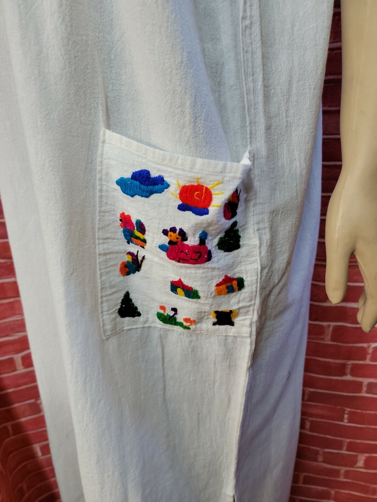 Embroidered Tunic Dress Square Neck Relaxed Fit Made In El Salvador Size L ? #W7