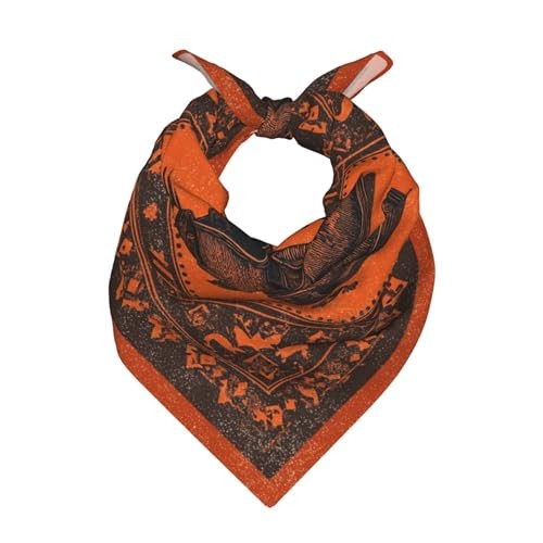 Head Scarf Hair Neck Scarves for Women Fashion Silk Satin Cowboy Western Orange