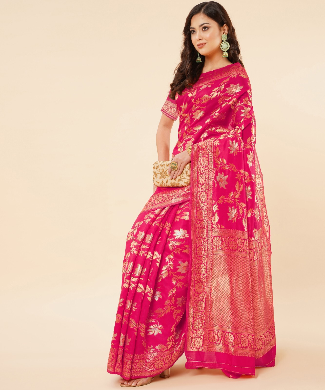 Areca Designer MX LotusJal Banarasi Silk saree blouses women Saree Cut-5.5 Meter