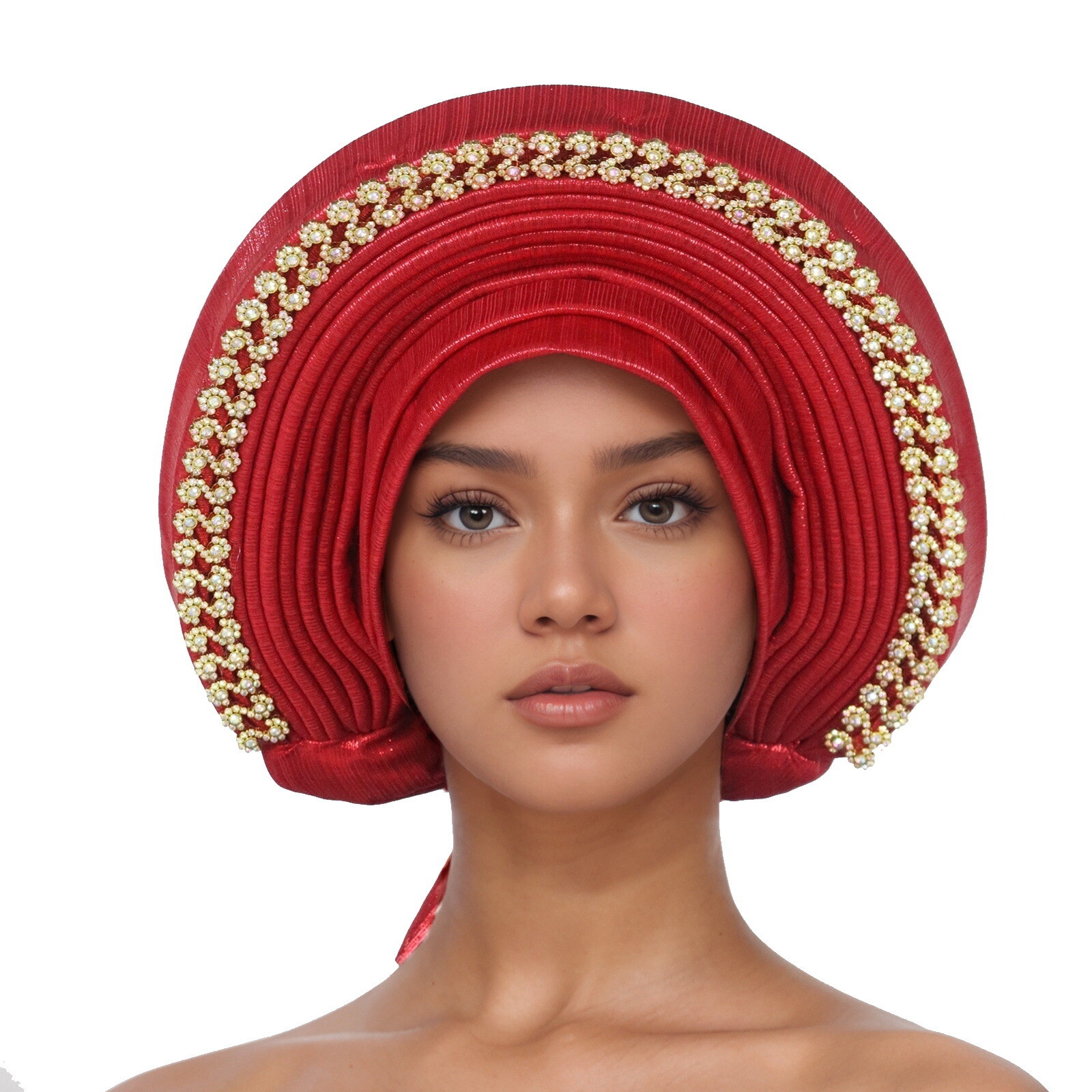 Women African Auto Gele Headtie Head Cover Turban Cap Wedding Wrap Hat Headwear