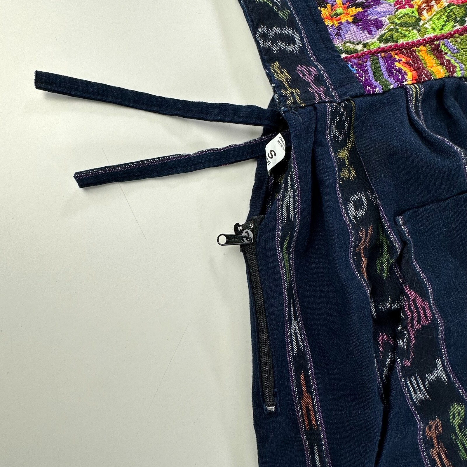 Vtg Romper Womens Small Huipil Embroider Floral Overalls Jumper Jumpsuit Boho