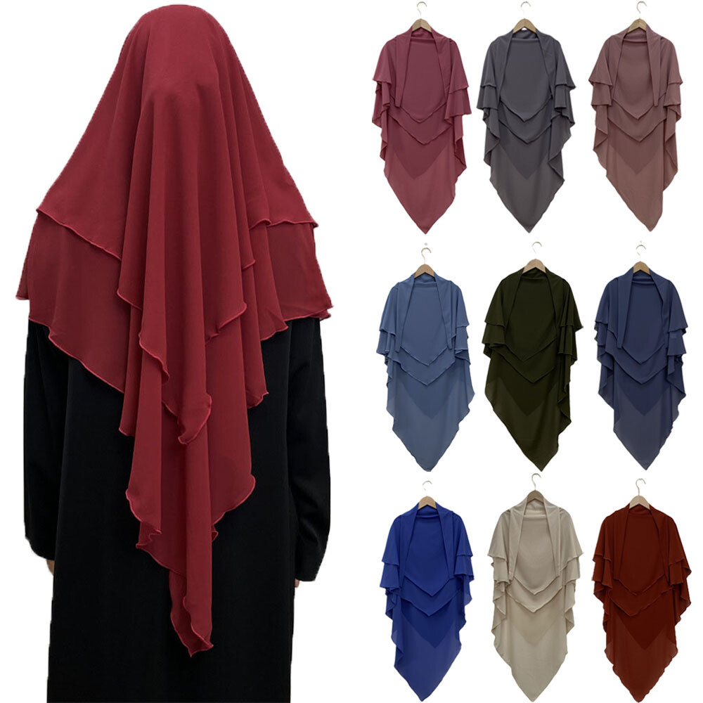 Ramadan Overhead Burqa Niqab Nikab Islamic Prayer Dress Muslim Khimar Scarf Tops