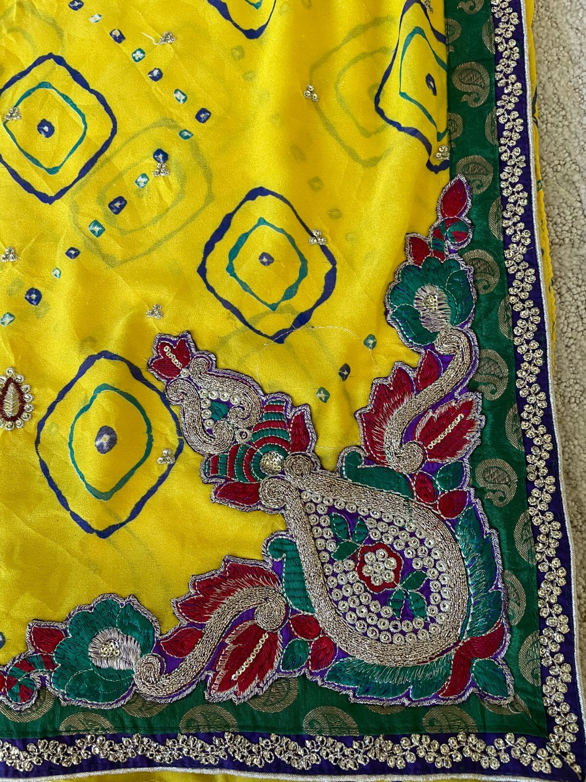 Indian Festive Party Georgette Bandhani Saree Heavy Work, Party Wedding w BLOUSE