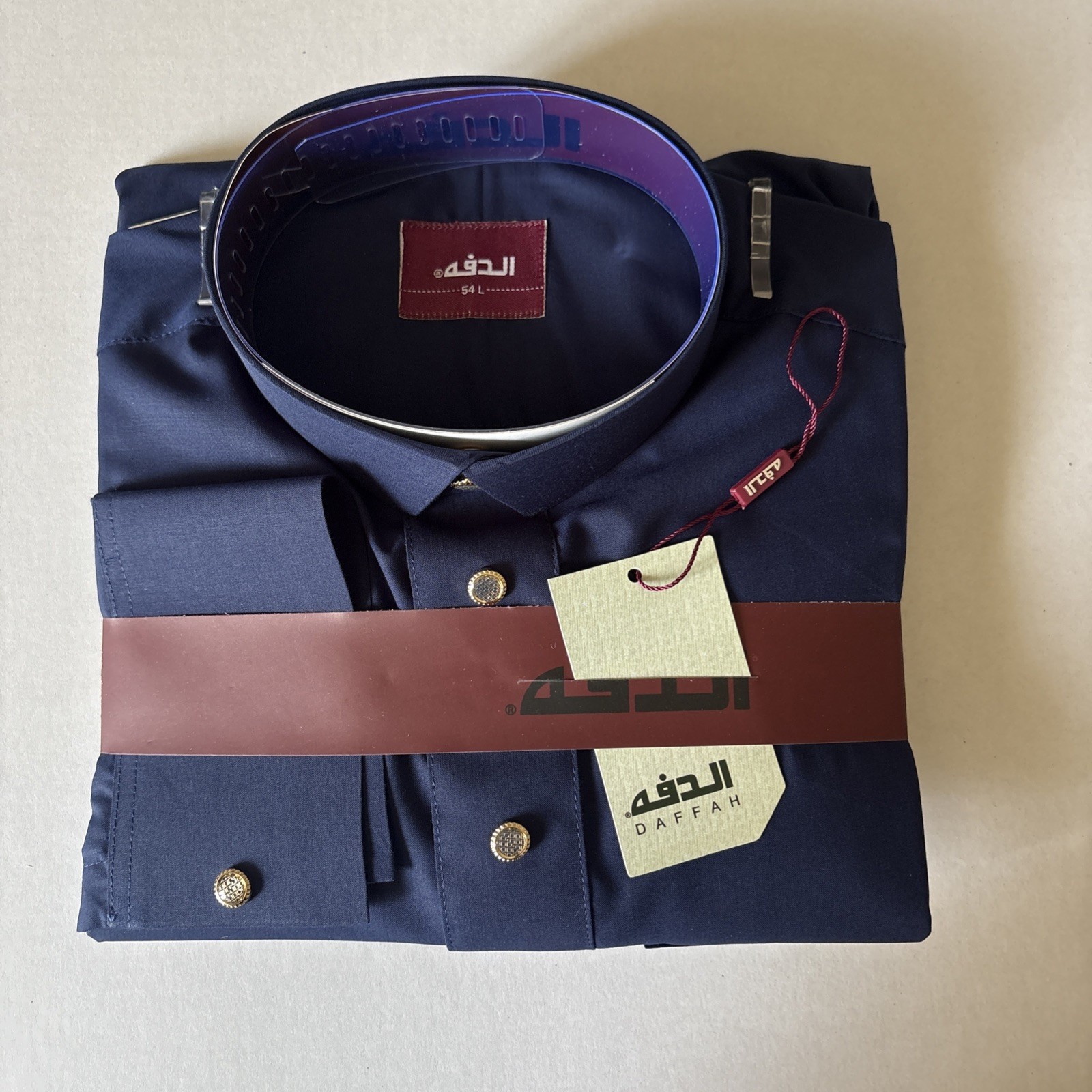 MEN Size 54L DAFFAH High Quality ALL SEASON Thobe CUFF SLEEVE SHIRT COLAR