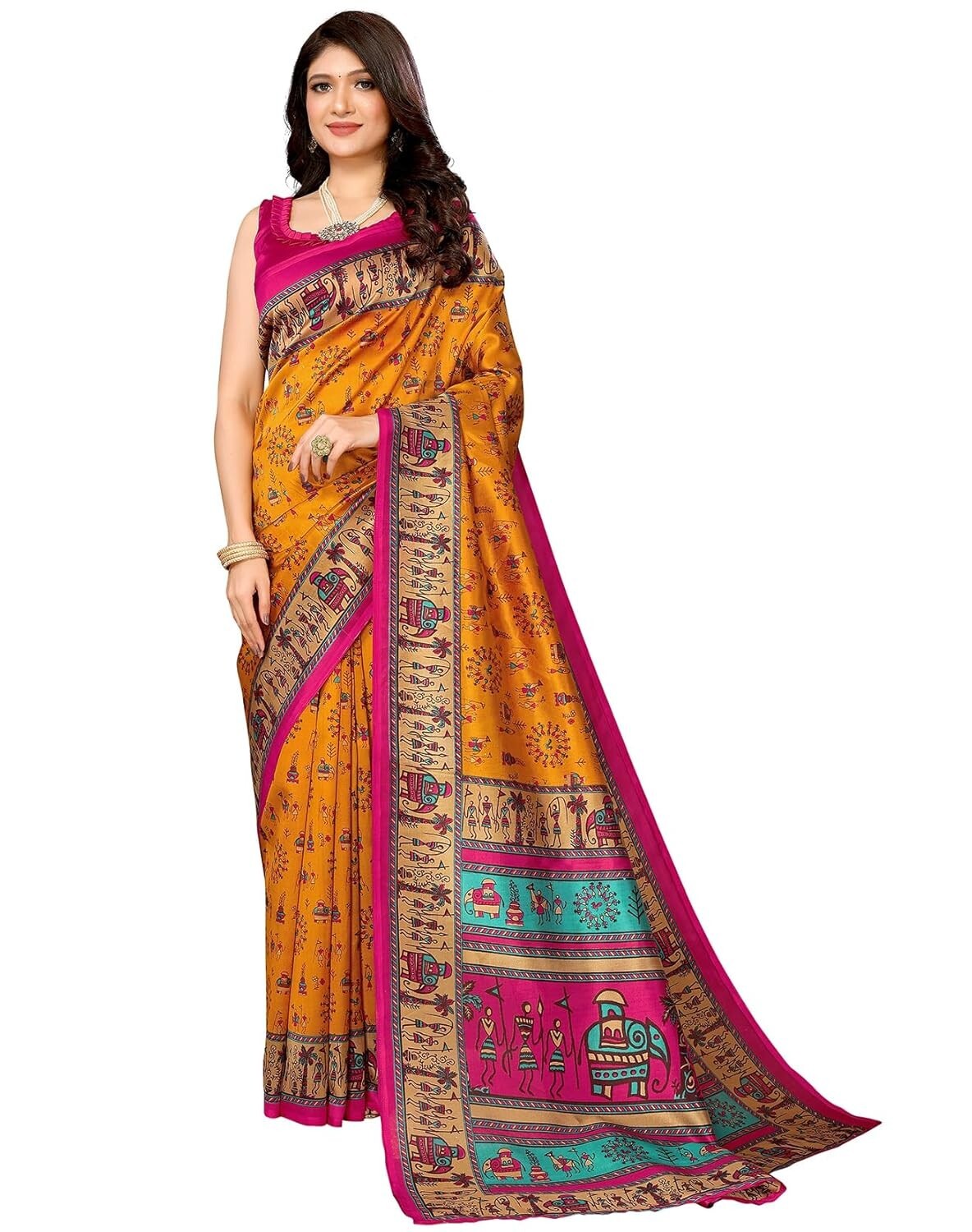 Women’s Woven Saree with Matching Unstitched Blouse
