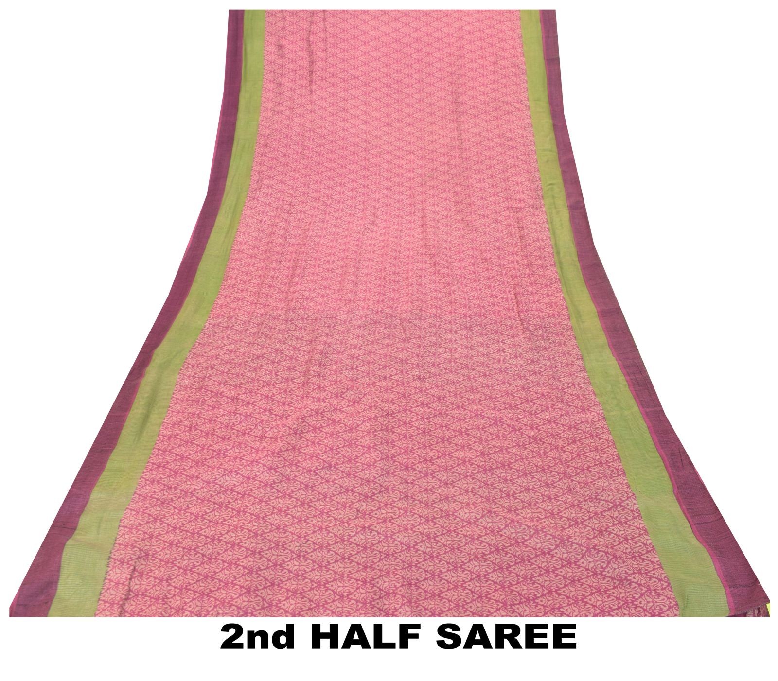Sanskriti Vintage Pink Indian Sarees 100% Pure Woolen Fabric Printed Sari
