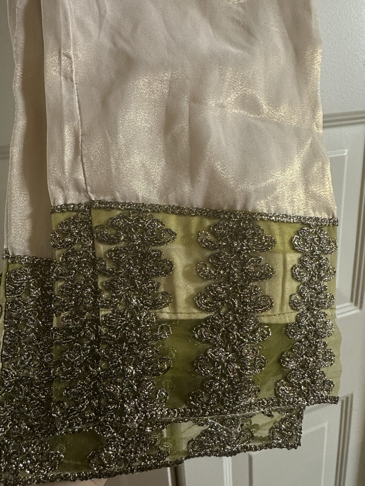 Green Heavy Embodied Work On Net A Line Frock Kameez Trouser Large