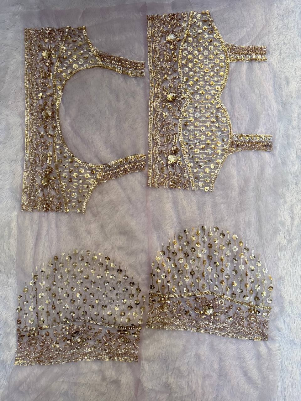 Indian Designer Soft Net Saree Sequins Beads Embroidery Scallop Border Partywear