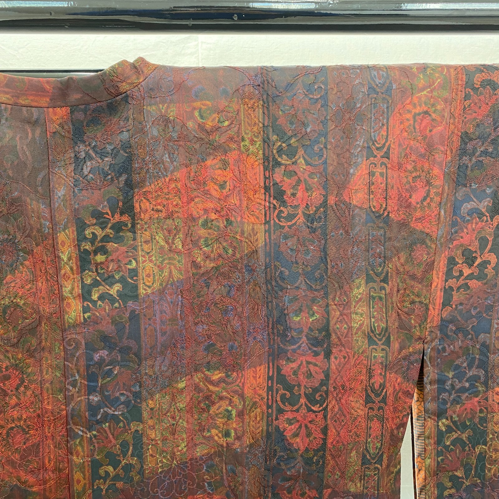 Japanese Vintage Kimono Michiyuki Jacket Silk Brown Traditional Authentic 34in
