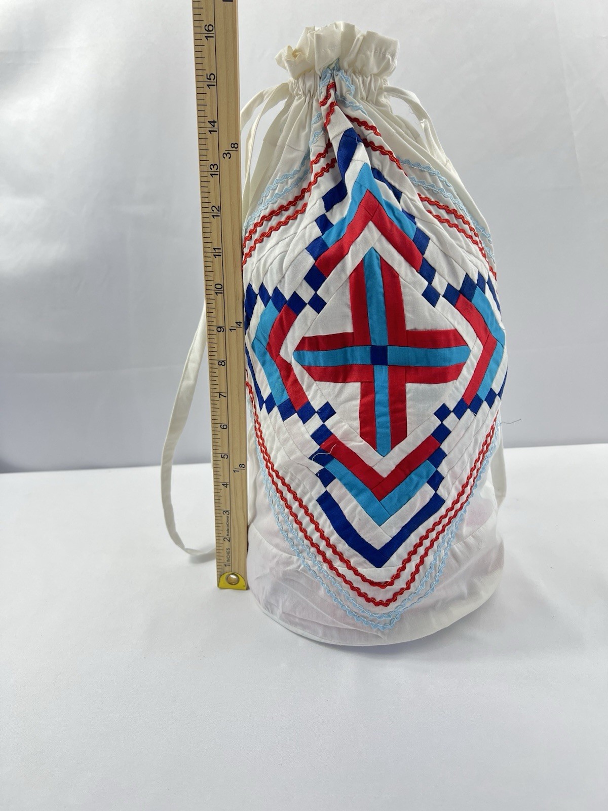 Vintage Handmade Native American Seminole Patchwork Drawstring Bag Florida