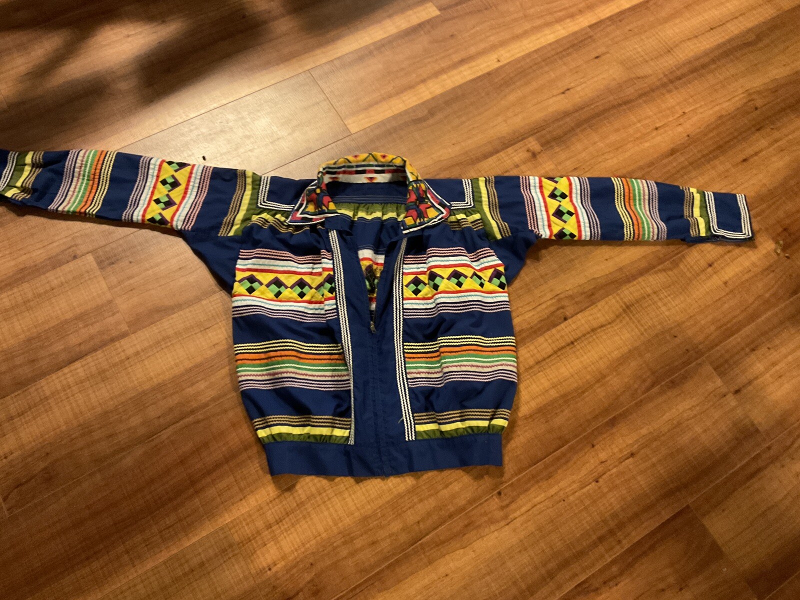 vintage handmade seminole indian native america jacket mid century patchwork l/m