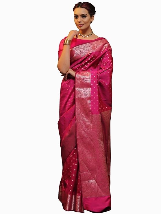 Women’s Kanjivaram Soft Pure Silk Banarasi Sarees With Blouse Piece