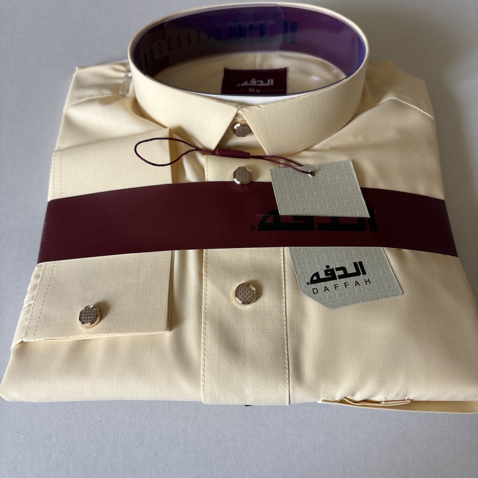 MEN Size 56M DAFFAH High Quality ALL SEASON Thobe CUFF SLEEVE SHIRT COLAR