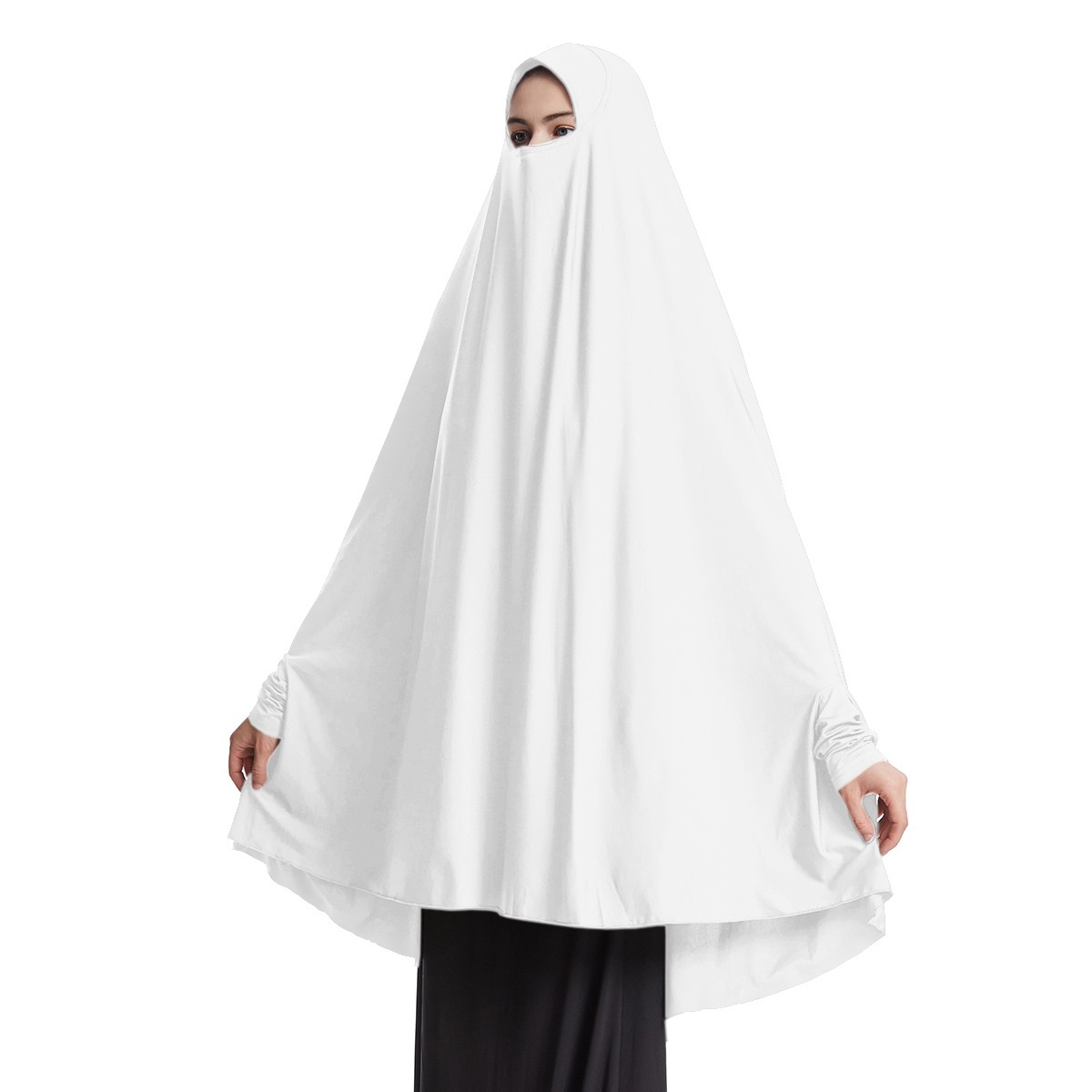 Prayer Khimar Solid Color Turban Muslim Women Hijab Headscarf Large Niqab Burka