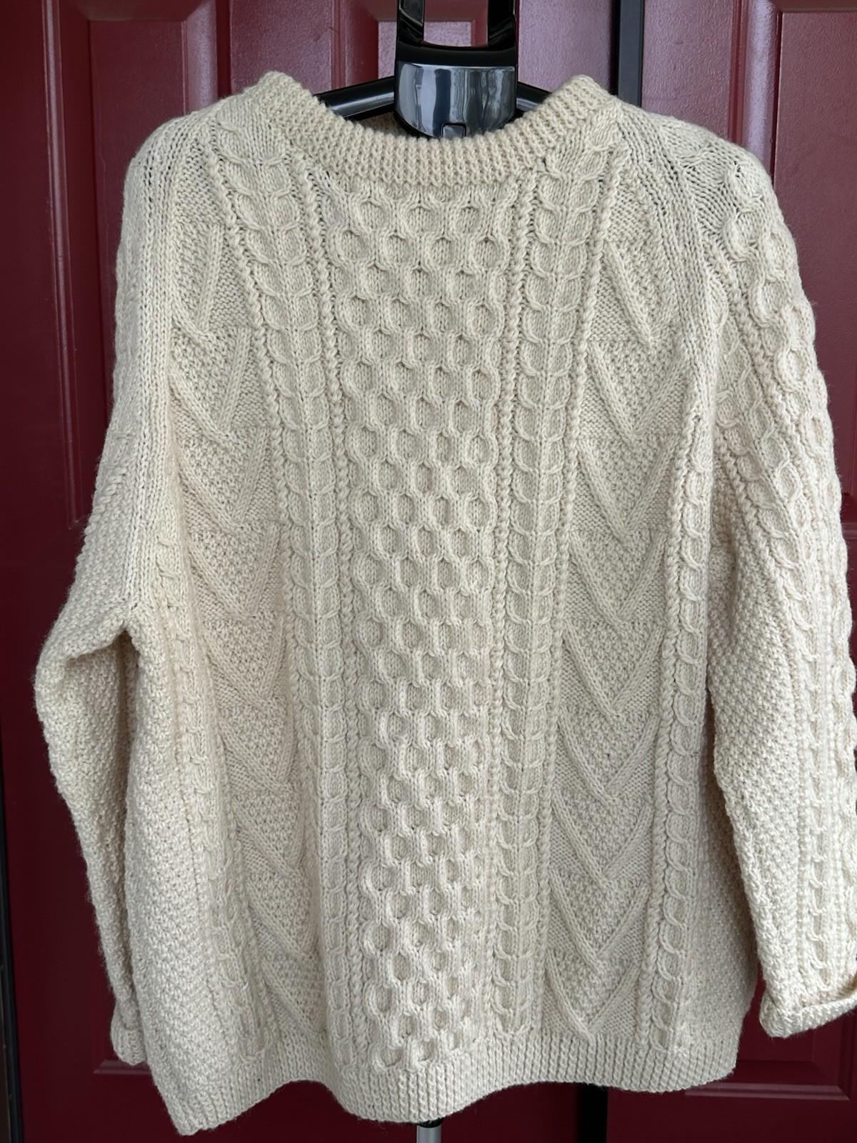 Aisling Aran Crafts Men’s X-LARGE 100% Wool Fisherman’s Crewneck Made in Ireland
