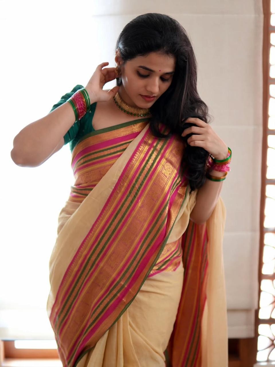 Women Trending Collection Hand Made Mul Cotton Saree Ethnic wear Saree Blouse