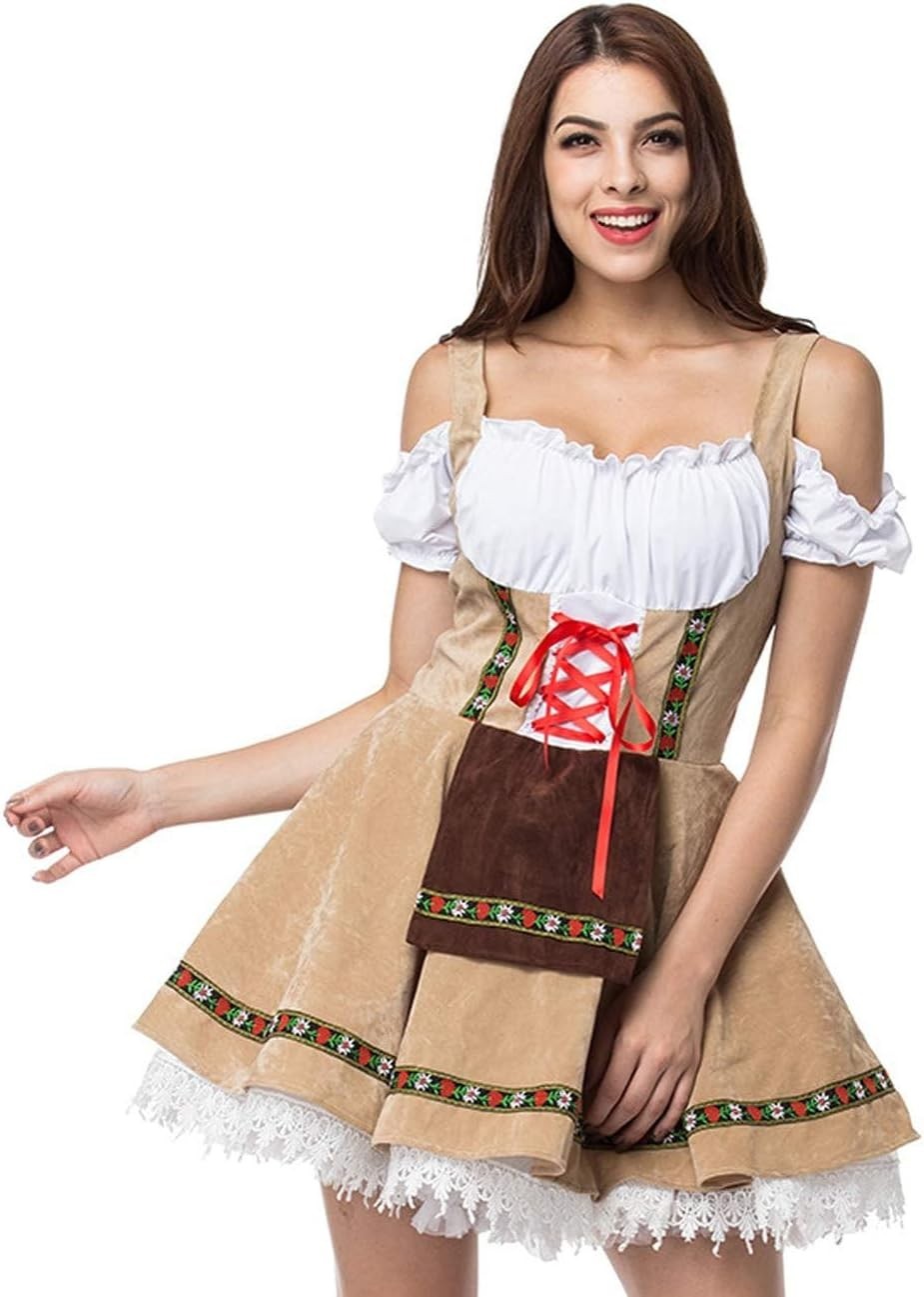Women’s Oktoberfest Costume Velvet German Bavarian Dress Halloween Carnival LARG