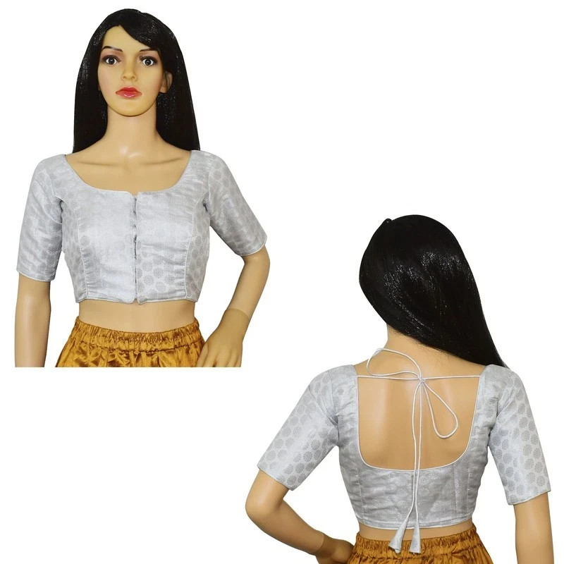 Women’s Blouse Readymade Designer Non Padded Sticthed Brocade Silk CropTop Choli