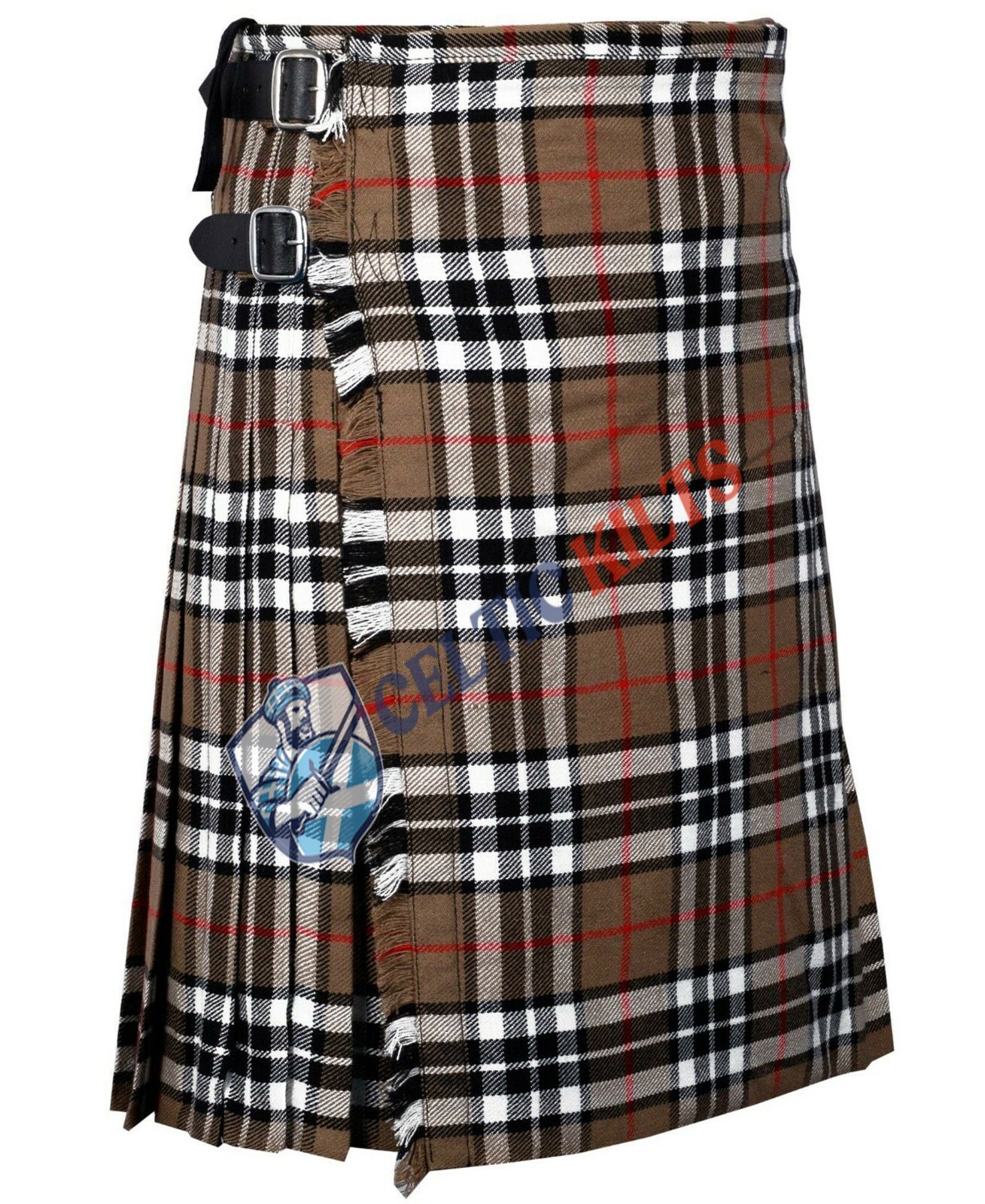 Scottish Handmade Traditional Camel Thompson Tartan Kilt Men Custom Size Kilts