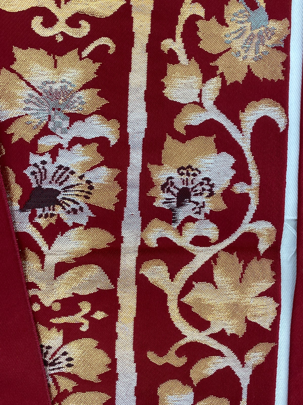 Japanese Vintage Kimono Nagoya Obi Silk Red Traditional Authentic 136x 11in