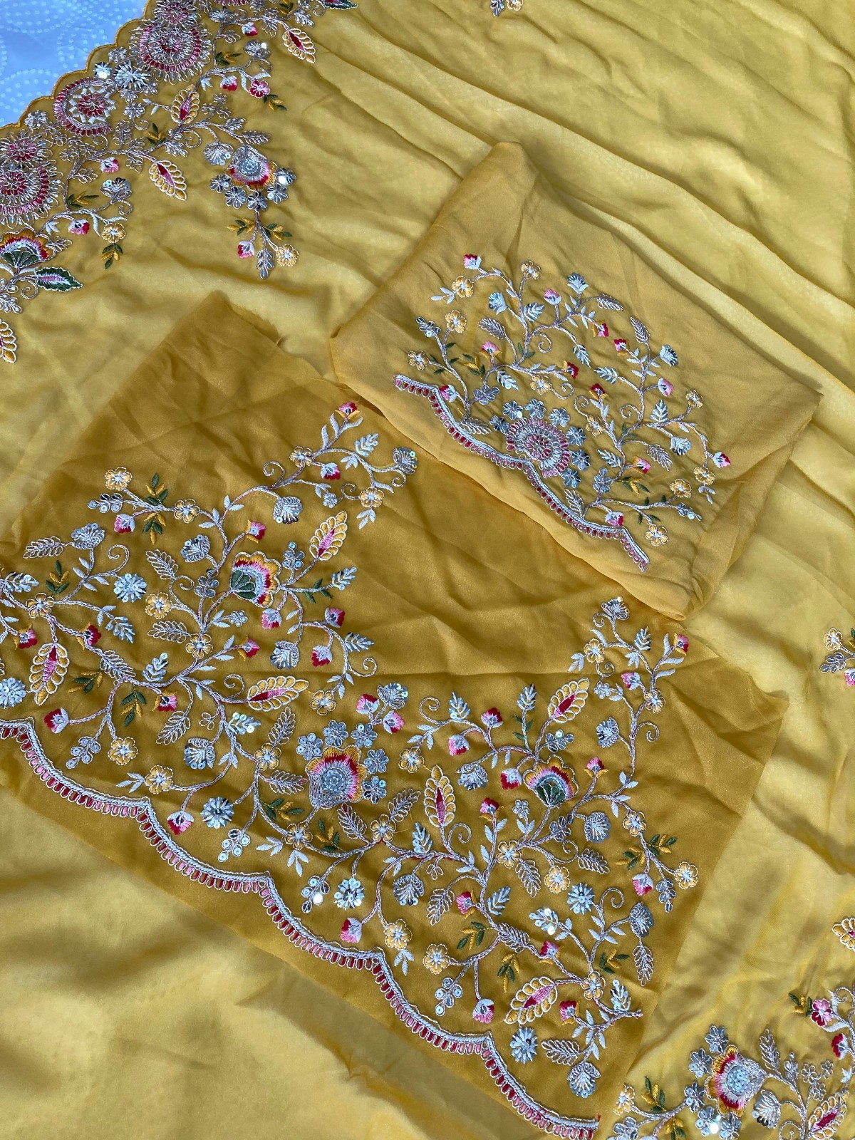 Readymade Soft Star Georgette Saree Embroidered Border Party Wear Wedding Sari