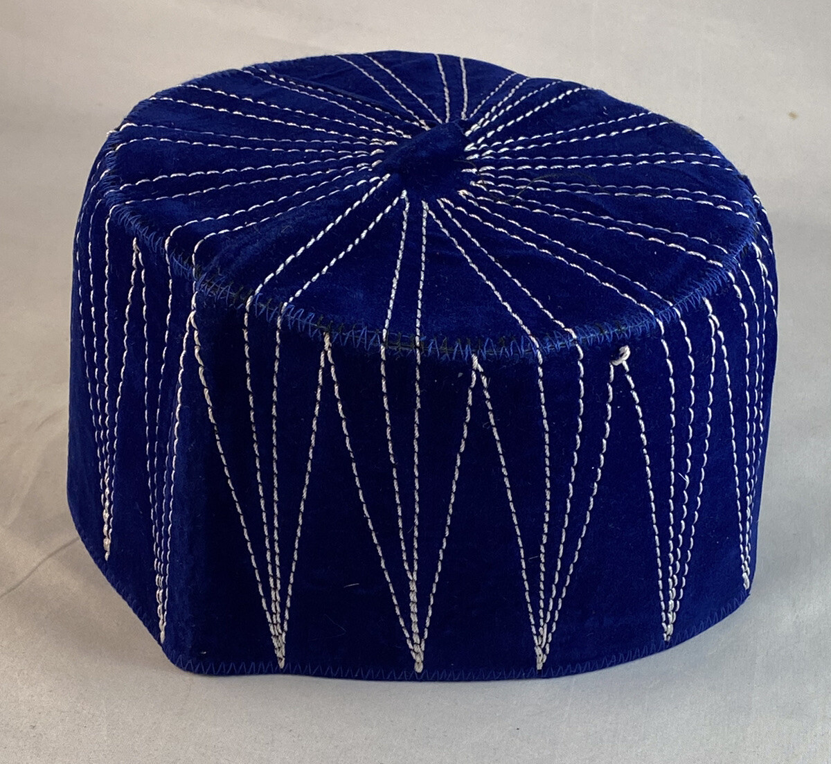 Authentic African Contemporary Native Made Felt Embroidery Fila/ Kufi Hat~22-1/4