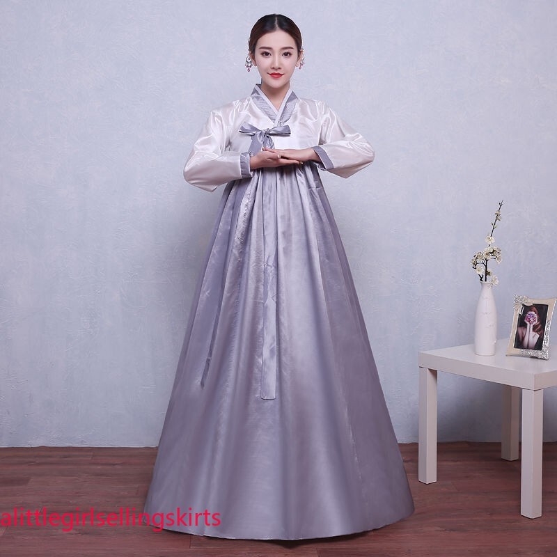Ethnic Korean Hanbok Modern Women Asian Folk Stage Dance Performance Costume