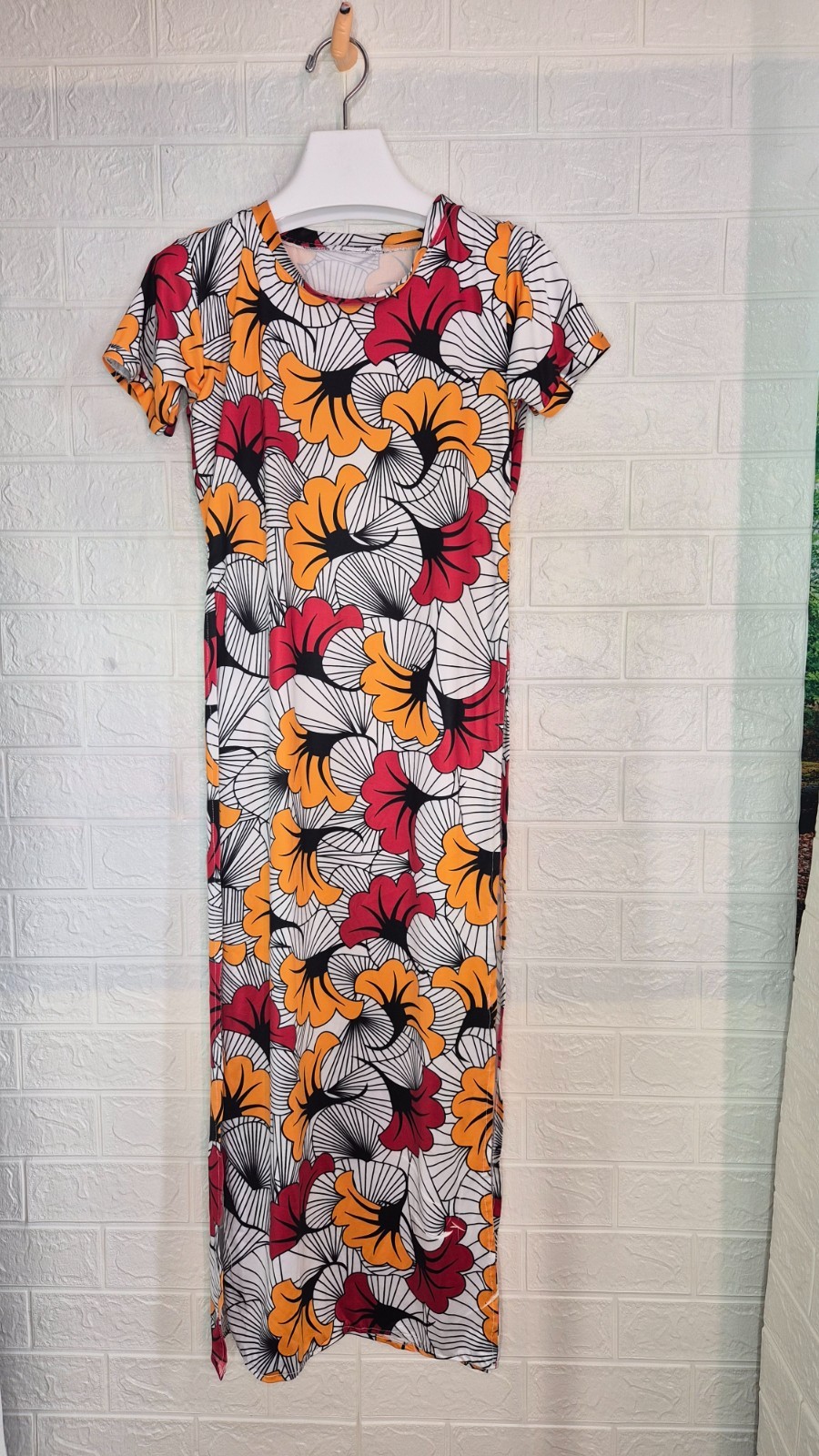 LOLA’S African Appareal Long t shirt Ankara Print Wedding Flowers Hi-Slit Sides