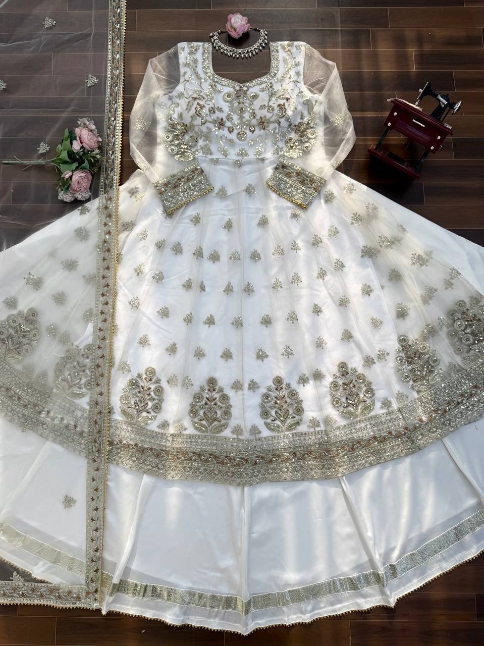 Indian Look Heavy Soft Net White Top Lehenga With Dupatta For Function Wear