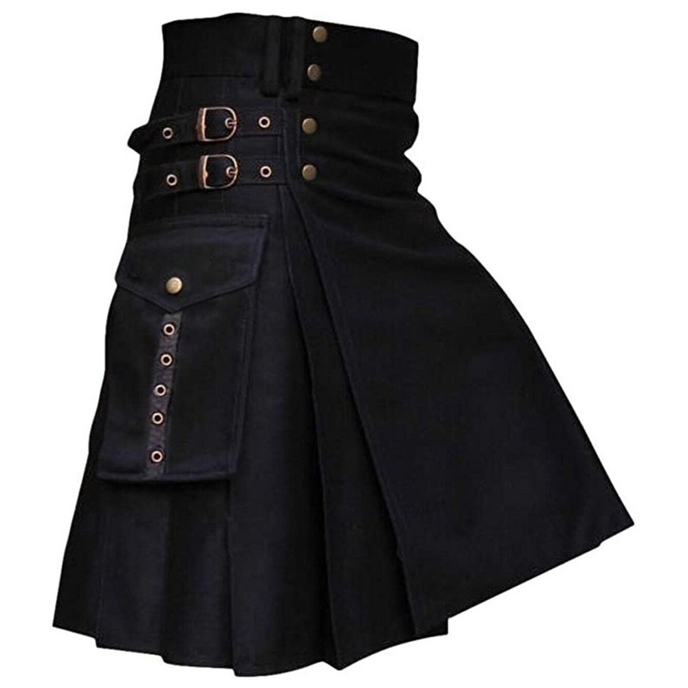 for traditional Men Scottish Festival Kilt Solid Color Dress Skirt