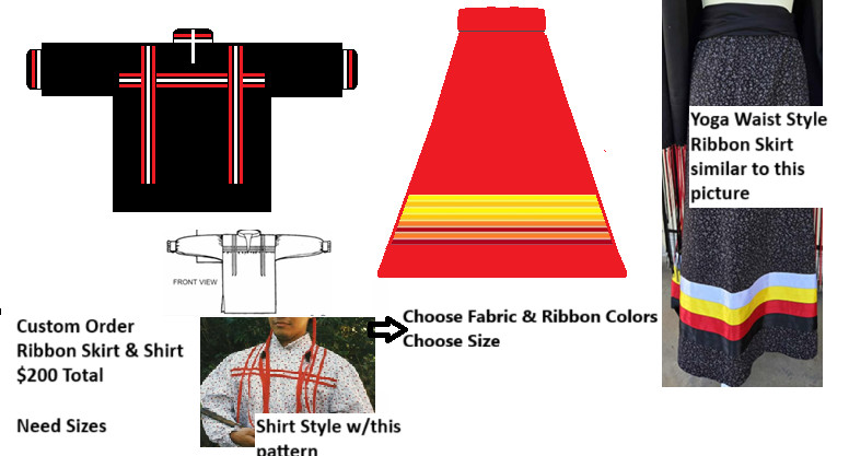 RIBBON SKIRT & RIBBON SHIRT Combo; Choose Your Colors; Native AMERICAN; Custom