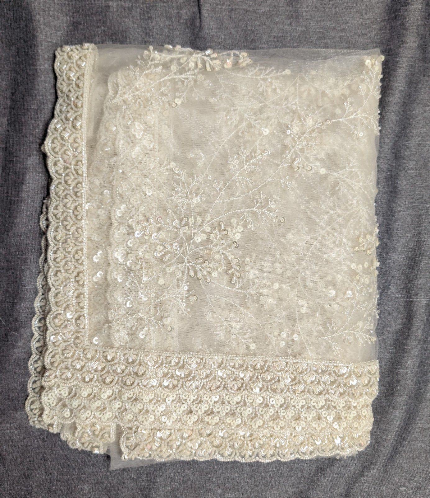 Traditional Bridal Shawl Embroidered Indian Wedding Dupatta Scarf Gift For Her