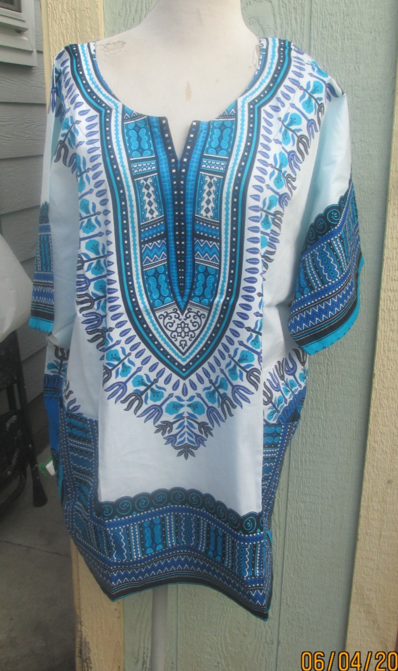 African Shirt Dashiki Print Men Women Succunct Hippie Top Blouse 2XL 56