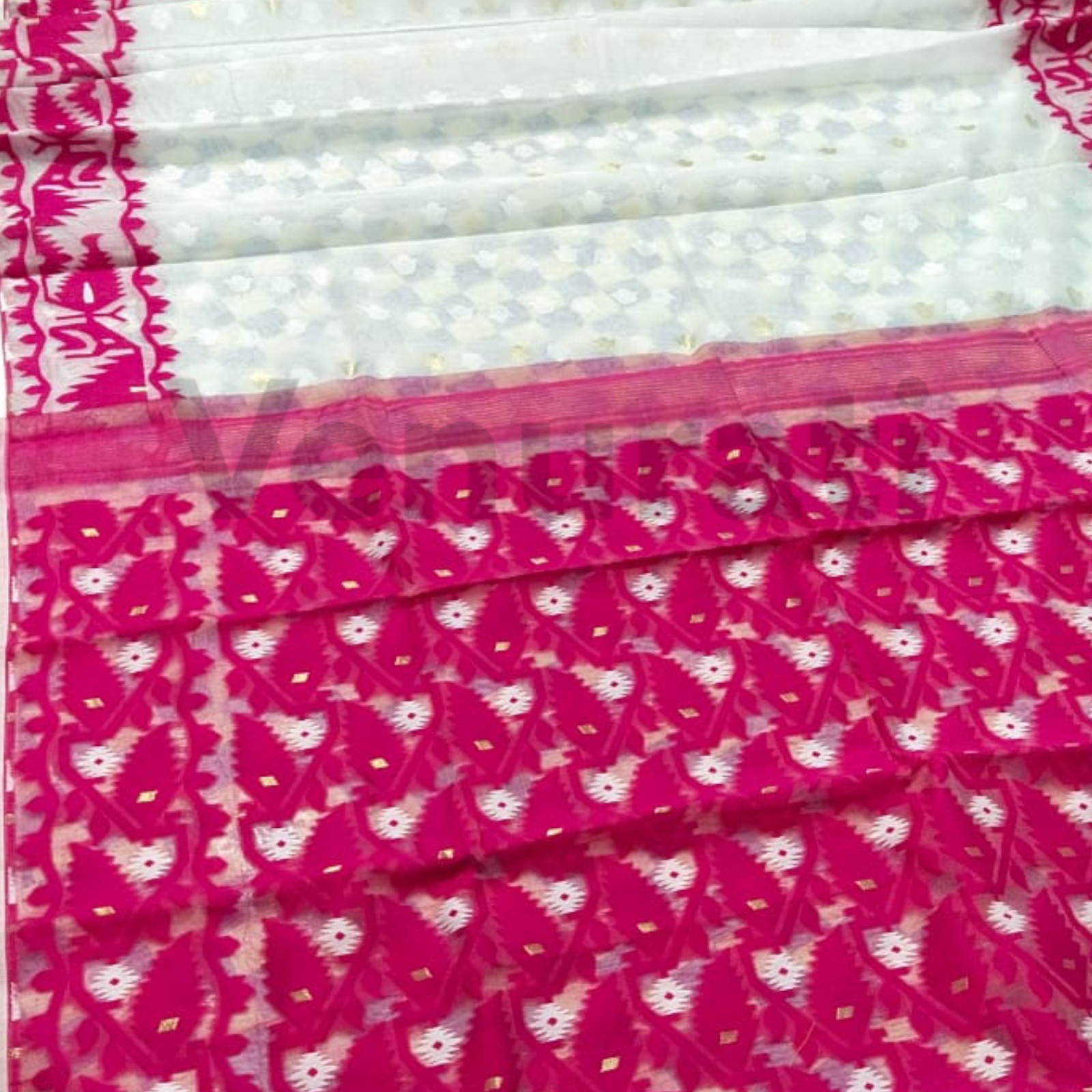 Handwoven Designer Dhakai Jamdani Saree Soft Cotton Saree Pure Cotton Soft Sari