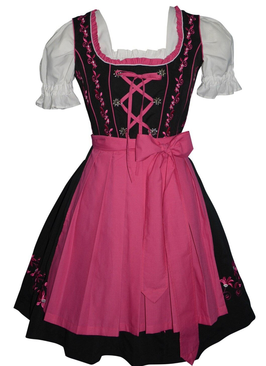 M 10 Black Pink German Dirndl Dress Oktoberfest Waitress Party SEE BACK SIDE