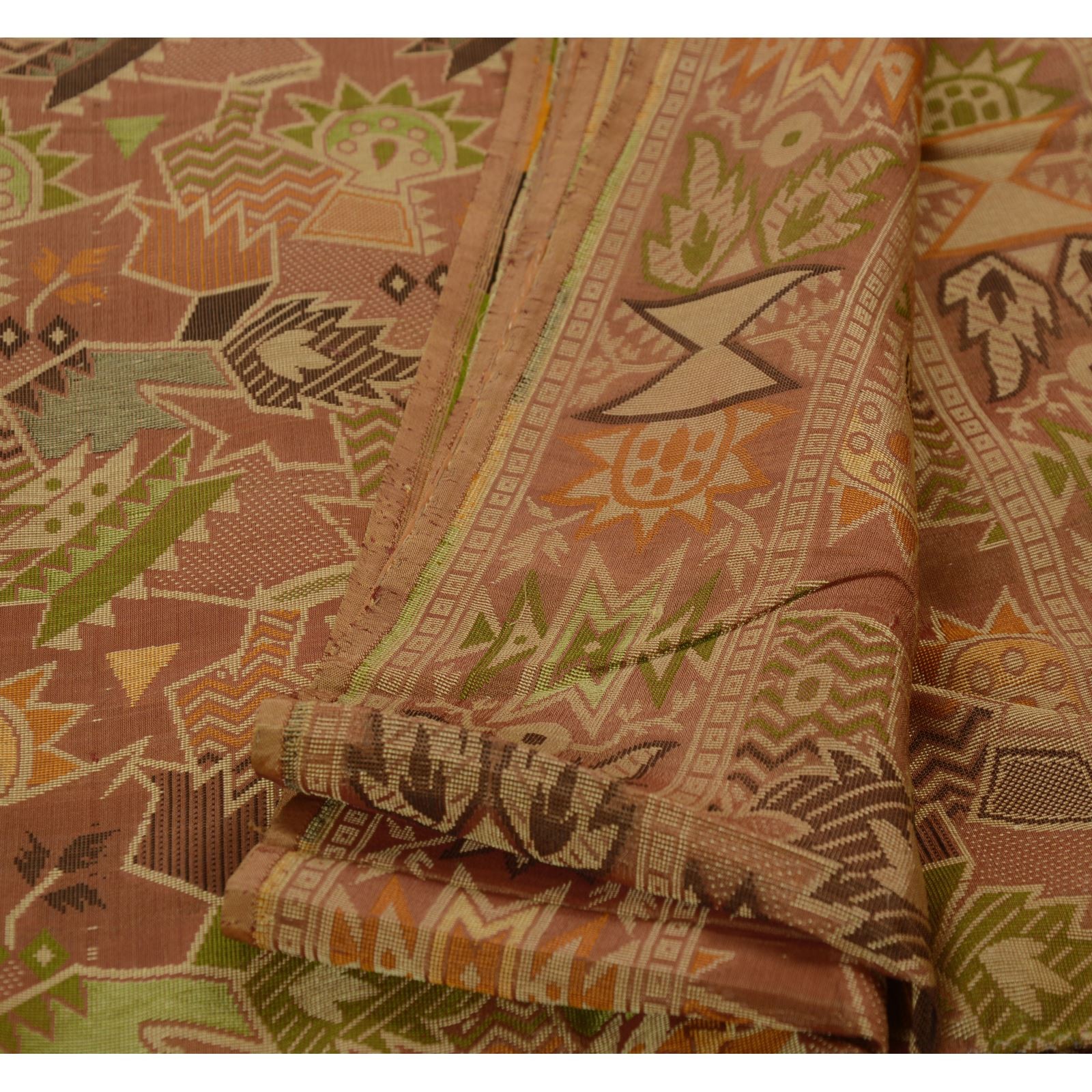 Sanskriti Vintage Sarees Pure Silk Brown Woven Craft Fabric Sari With Blouse