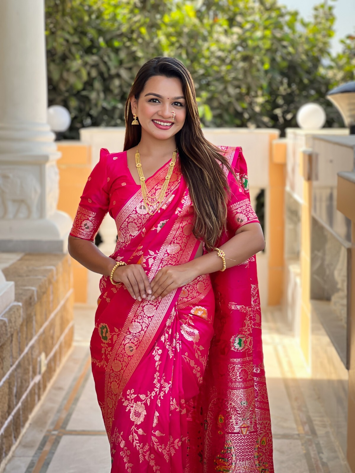 Women Sari Designer Meenakari Weaving Soft Banarasi Silk Indian Traditional Sari