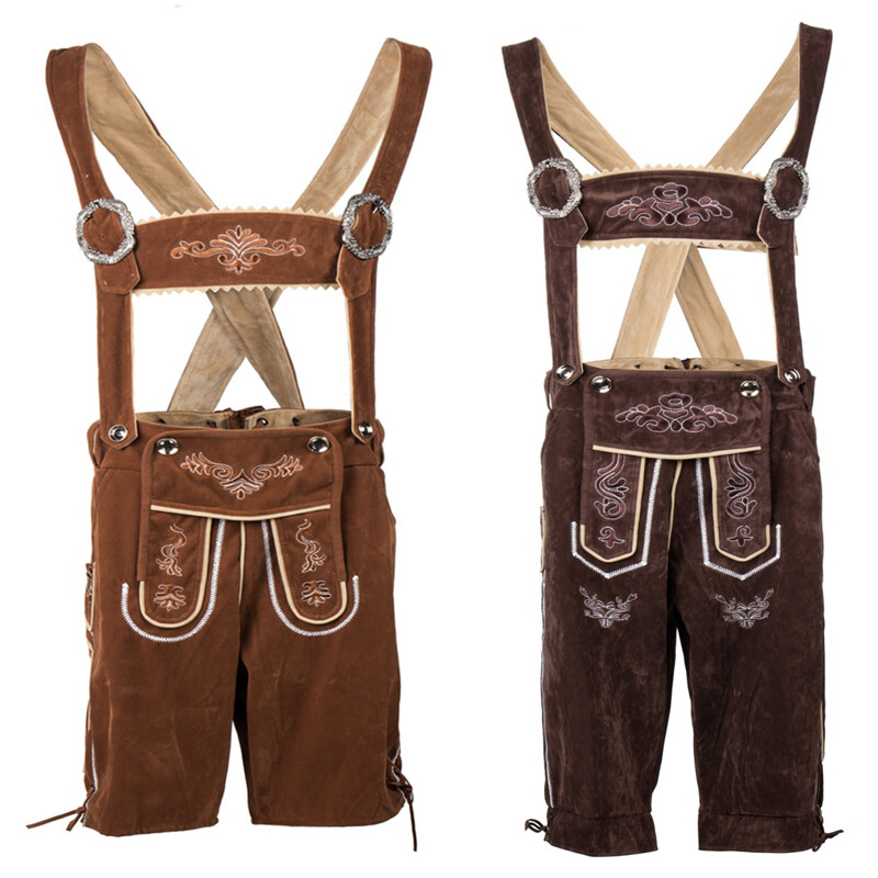 Mens Oktoberfest Bavarian Fancy Dress Costume German Beer Lederhosen S-2XL